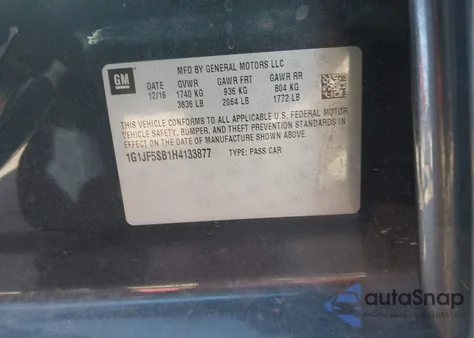 2017 Chevrolet Sonic Premier Auto z USA, uszkodzony, nr VIN 1G1JF5SB1H4133877